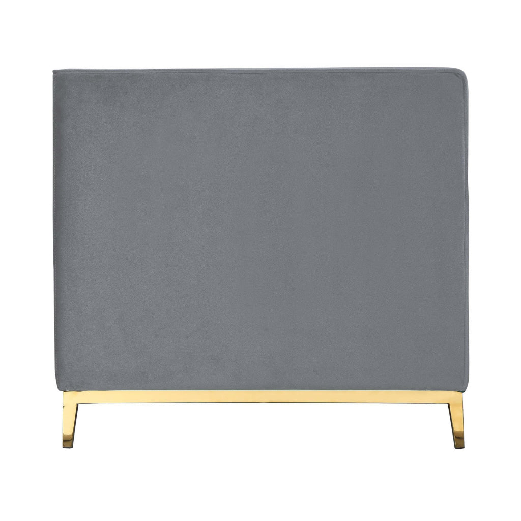 Vien 36 Inch Accent Chair Gray Tufted Velvet Gold Polished Steel Legs By Casagear Home BM317119