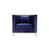 Vien 36 Inch Accent Chair Navy Tufted Velvet Gold Polished Steel Legs By Casagear Home