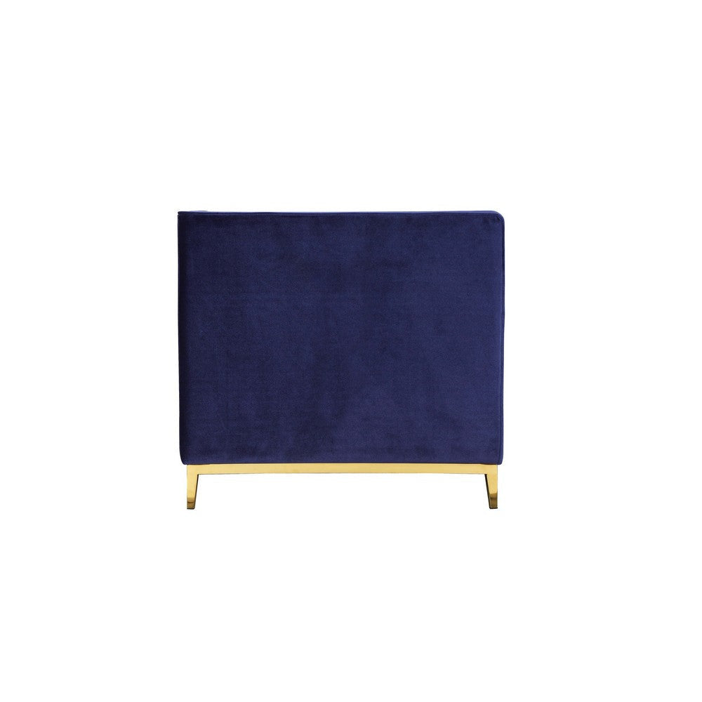 Vien 36 Inch Accent Chair Navy Tufted Velvet Gold Polished Steel Legs By Casagear Home