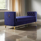 Vien 71 Inch Accent Bench Navy Tufted Velvet Nailhead Gold Polished Steel By Casagear Home BM317123