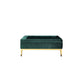 Vien 37 Inch Accent Ottoman, Square, Green Tuft Velvet, Gold Polished Steel By Casagear Home