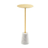 Sen 8 Inch Side End Drink Table Round White Genuine Marble Gold Finish By Casagear Home BM317126