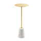 Sen 8 Inch Side End Drink Table Round White Genuine Marble Gold Finish By Casagear Home BM317126
