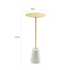 Sen 8 Inch Side End Drink Table, Round, White Genuine Marble, Gold Finish By Casagear Home