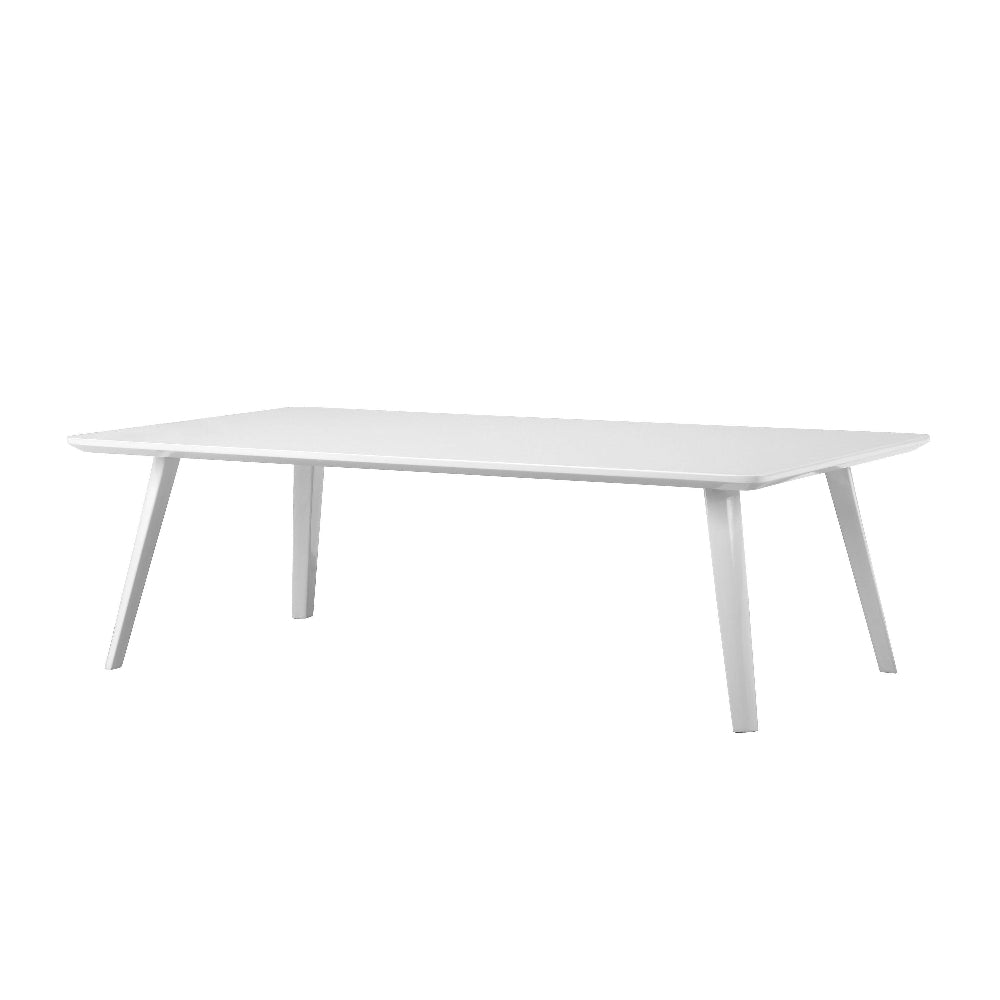 Hle 51 Inch Coffee Table, Rectangular White Top, Powder Coated Legs, Wood By Casagear Home