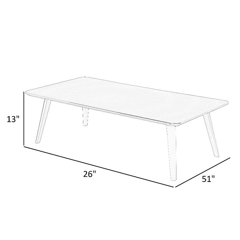 Hle 51 Inch Coffee Table, Rectangular White Top, Powder Coated Legs, Wood By Casagear Home