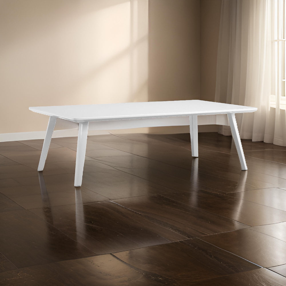 Hle 51 Inch Coffee Table, Rectangular White Top, Powder Coated Legs, Wood By Casagear Home