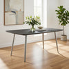 Hle 71 Inch Dining Table, Rectangular Gray Wood Top, Brushed Steel Legs By Casagear Home