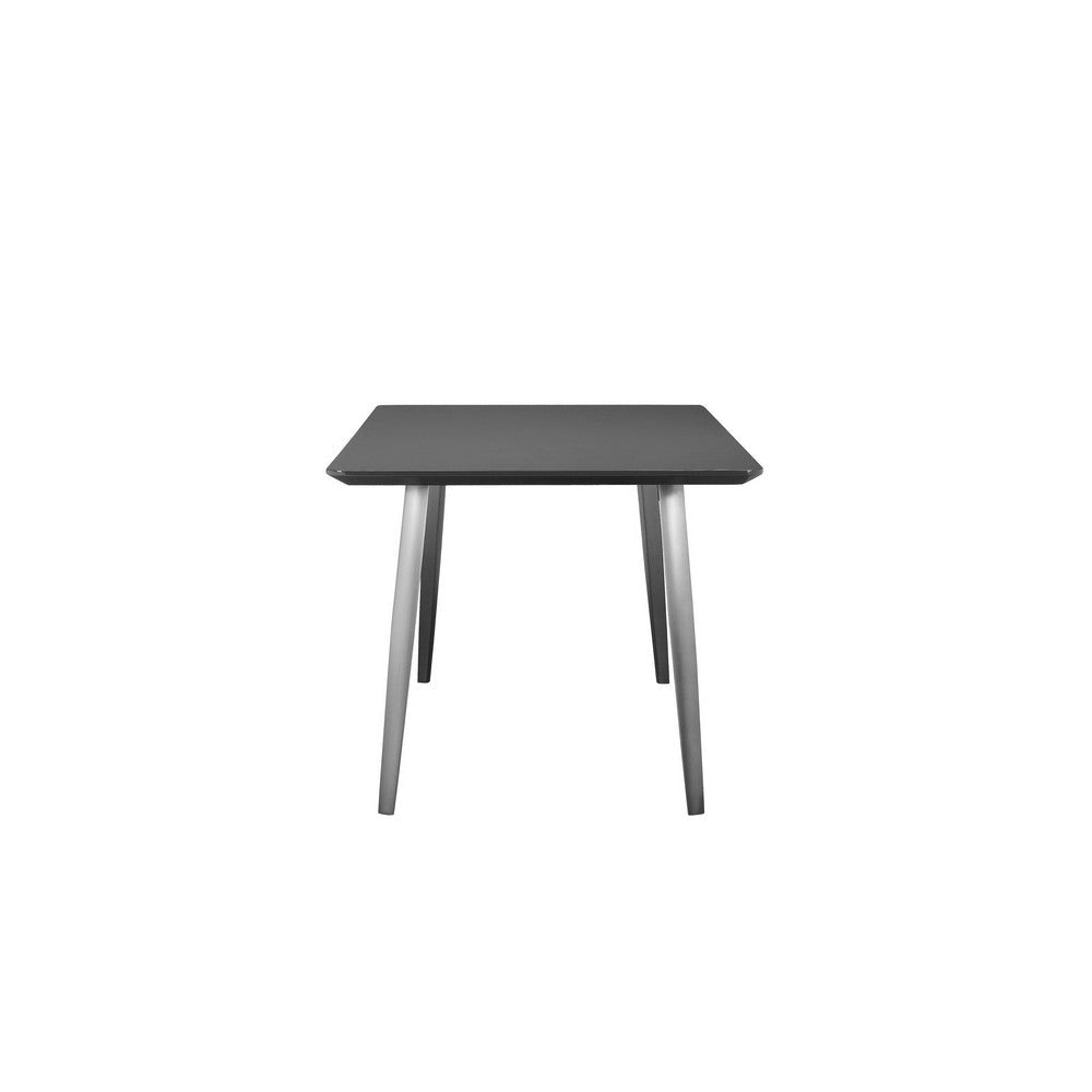 Hle 71 Inch Dining Table Rectangular Gray Wood Top Brushed Steel Legs By Casagear Home BM317142