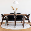 Hle 71 Inch Dining Table, Rectangular Walnut Brown Wood Top, Steel Legs By Casagear Home