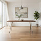 Hle 71 Inch Dining Table, Rectangular Walnut Brown Wood Top, Steel Legs By Casagear Home