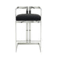 Suki 30 Inch Barstool Chair, Black Faux Leather, Silver Stainless Steel By Casagear Home