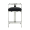 Suki 30 Inch Barstool Chair, Black Faux Leather, Silver Stainless Steel By Casagear Home