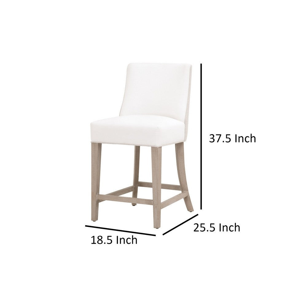 Ray 27 Inch Dining Side Chair Set of 2 White Cushion Brown Ash Wood By Casagear Home BM317152