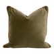 Hida 22 Inch Set of 2 Square Accent Pillows Brown Leather Green Velvet By Casagear Home BM317156