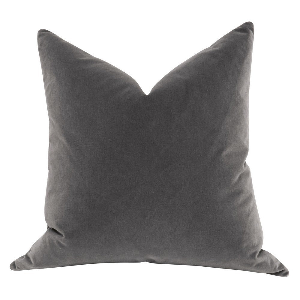 Kodi 26 Inch Set of 2 Accent Throw Pillows Down Fill Dark Gray Velvet By Casagear Home BM317158