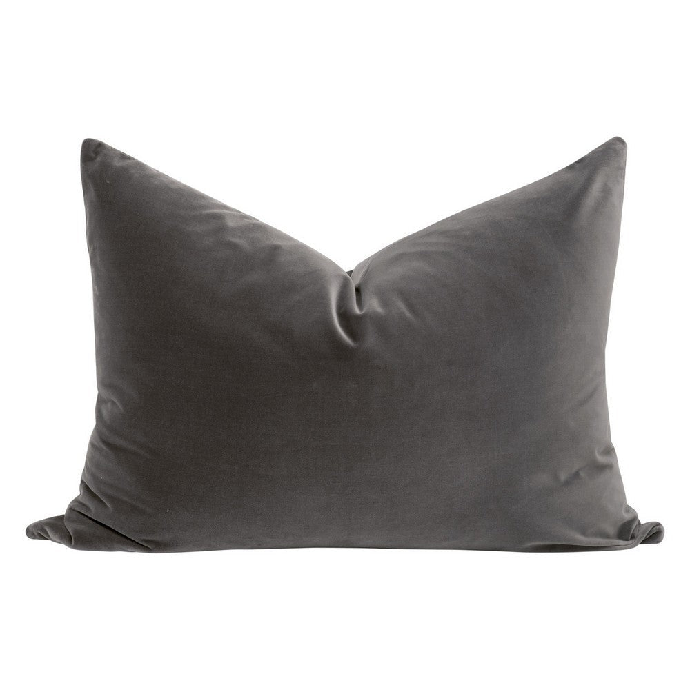 Kodi 34 Inch Set of 2 Accent Dutch Pillows Down Fill Dark Gray Velvet By Casagear Home BM317159