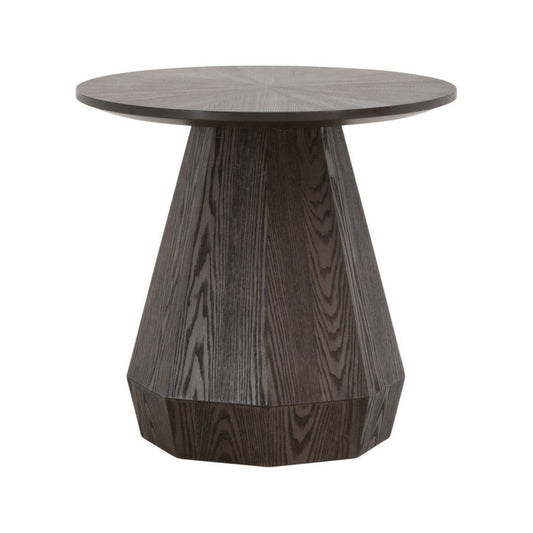 Tigo 24 Inch Side End Table, Starburst Top, Octagonal Pedestal Base, Brown By Casagear Home