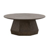 Tigo 42 Inch Coffee Table, Starburst Top, Octagonal Pedestal Base, Brown By Casagear Home