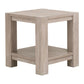 Gima 24 Inch Side End Table, Solid Beechwood Top and Bottom Shelf, Gray By Casagear Home