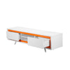 Hle 71 Inch TV Media Entertainment Console, Modern White, Orange Lacquer By Casagear Home