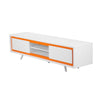 Hle 71 Inch TV Media Entertainment Console, Modern White, Orange Lacquer By Casagear Home
