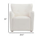 Molly 33 Inch Lounge Chair White Boucle Fabric Wing Back Design Wood By Casagear Home BM317174