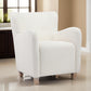 Molly 33 Inch Lounge Chair White Boucle Fabric Wing Back Design Wood By Casagear Home BM317174