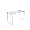 Elen 47 Inch Desk Rectangular Tempered Glass White Powder Coated Metal By Casagear Home BM317177