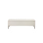 Kia 57 Inch Storage Bench, White Tufted Boucle Fabric, Brown Wood Frame By Casagear Home