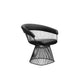 Coll Lounge Chair, Black Faux Leather Seat, Peacock Steel Cage Base   By Casagear Home