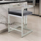 Suki 26 Inch Counter Stool Chair, Gray Velvet, Silver Stainless Steel Frame By Casagear Home