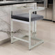 Suki 26 Inch Counter Stool Chair Gray Velvet Silver Stainless Steel Frame By Casagear Home BM317189