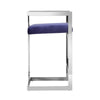 Suki 26 Inch Counter Stool Chair, Navy Velvet, Silver Stainless Steel Frame By Casagear Home