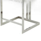 Suki 26 Inch Counter Stool Chair, White Faux Fur, Silver Stainless Steel By Casagear Home