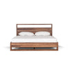 Lina King Size Bed with Plank Style Tall Headboard Modern Walnut Brown By Casagear Home BM317194