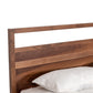 Lina King Size Bed with Plank Style Tall Headboard Modern Walnut Brown By Casagear Home BM317194