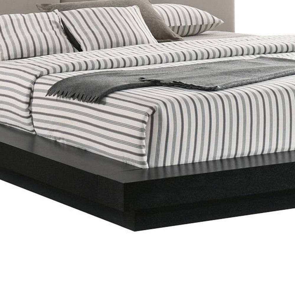 Nia Queen Size Bed Gray Faux Leather Black Layered Low Profile Frame By Casagear Home BM317196