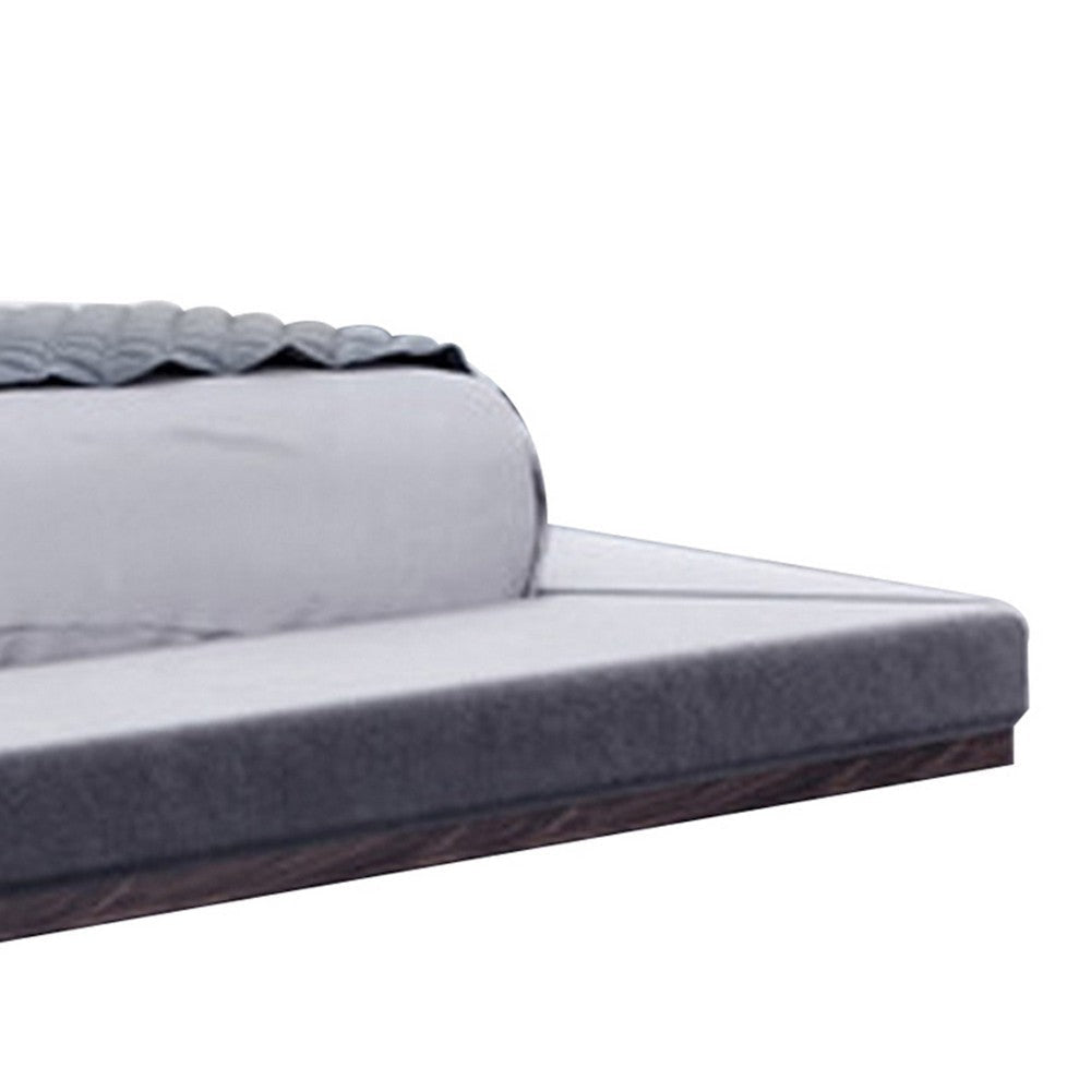 Noe Ruby California King Bed Shelves Low Profile Gray Upholstery Brown By Casagear Home BM317198