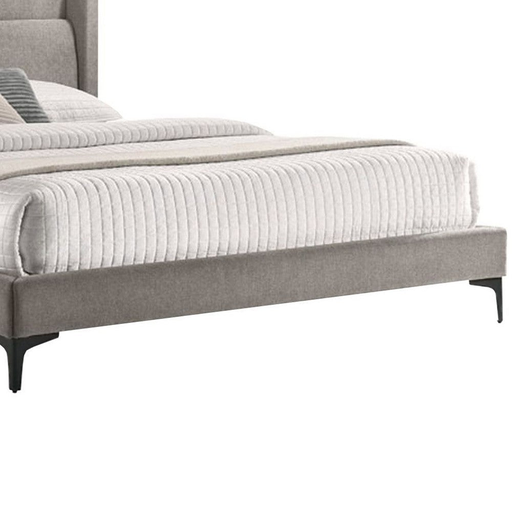 Cid Pie Queen Size Bed Pillow Headboard Gray Upholstery Black Metal By Casagear Home BM317201