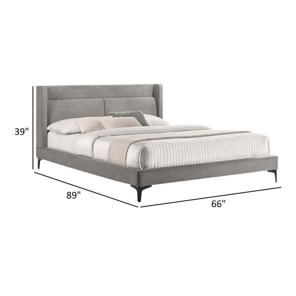 Cid Pie Queen Size Bed Pillow Headboard Gray Upholstery Black Metal By Casagear Home BM317201