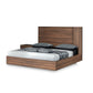 Noe Zid Queen Bed with Tall Headboard Low Profile Brown Walnut Veneer By Casagear Home BM317206