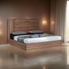 Noe Zid King Size Bed with Tall Headboard Low Profile Brown Walnut Veneer By Casagear Home BM317207