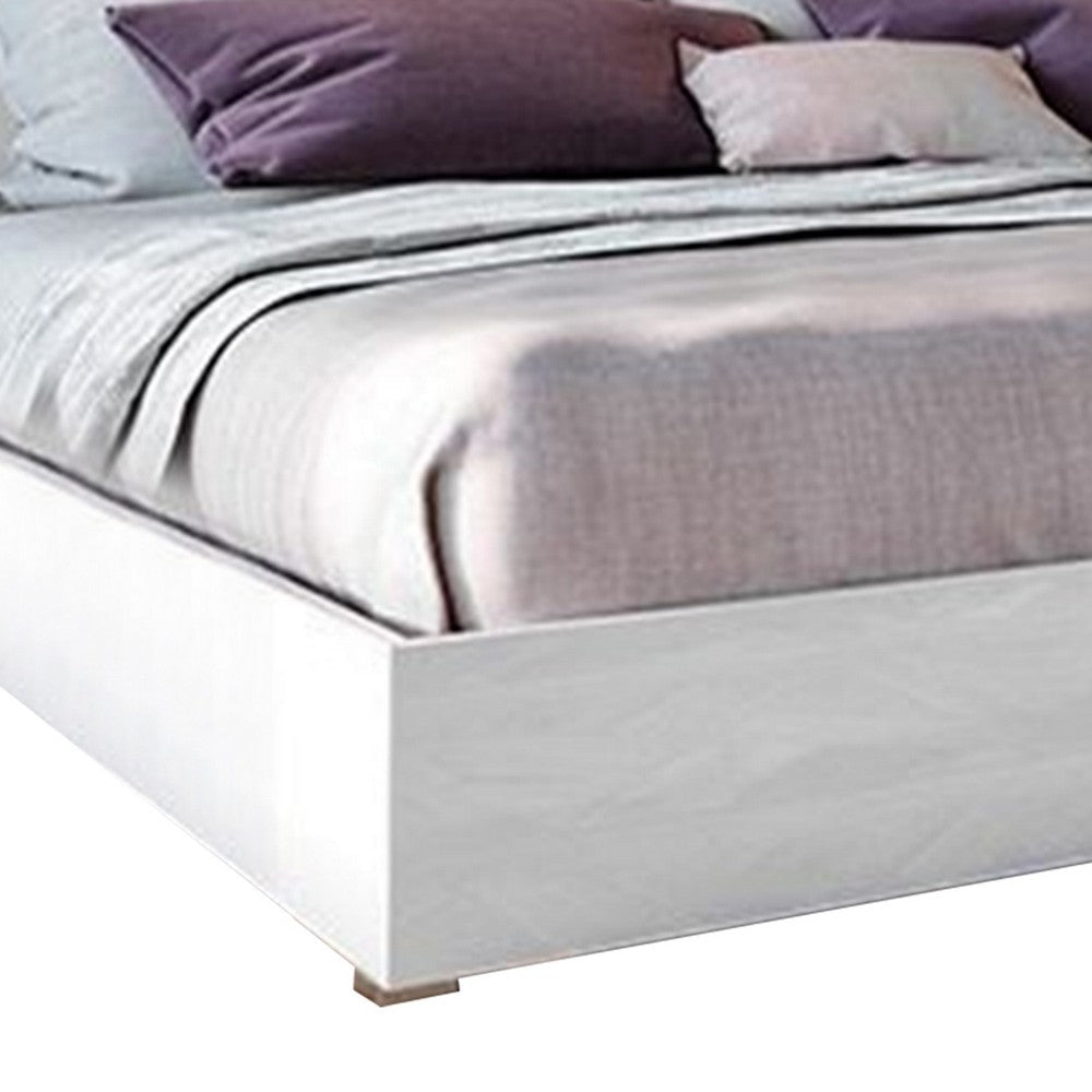 Cid Ryle Full Size Bed Tall Headboard Low Profile Glossy White Finish By Casagear Home BM317213