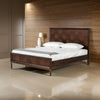 Cid Kew King Size Bed, Tall Headboard, Textured Block Pattern Brown Veneer By Casagear Home