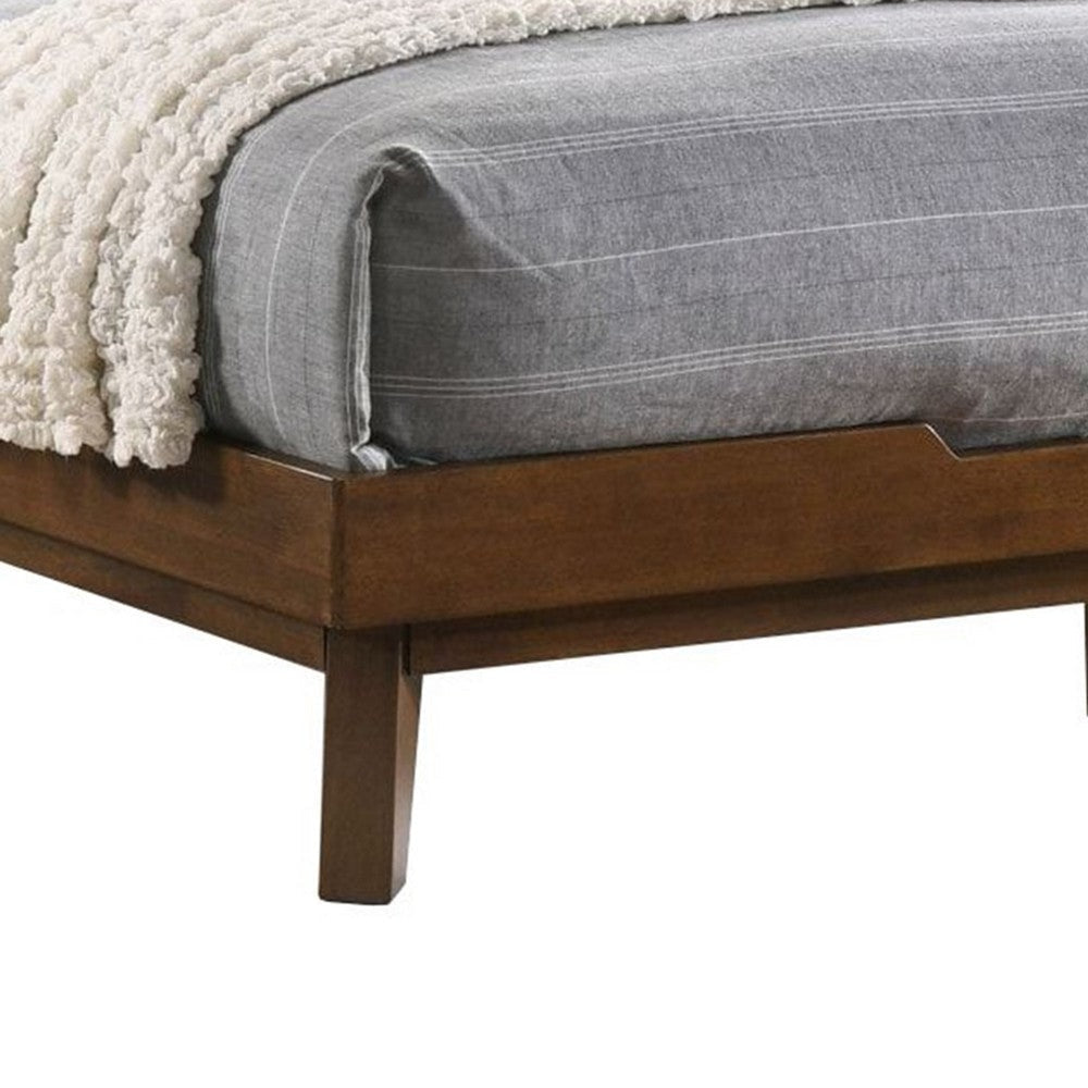 Soer King Size Platform Bed Chevron Pattern Solid Wood Walnut Brown By Casagear Home BM317220