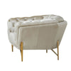 Reno Hue 49 Inch Accent Chair Chesterfield Tufted Gold Beige Velvet By Casagear Home BM317221