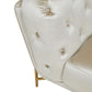 Reno Hue 49 Inch Accent Chair Chesterfield Tufted Gold Beige Velvet By Casagear Home BM317221