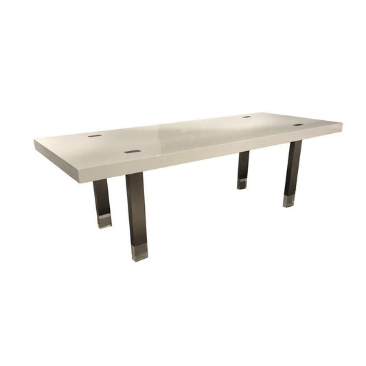 Cid Joe 95 Inch Dining Table, Rectangular, Metal, High Gloss White Finish By Casagear Home