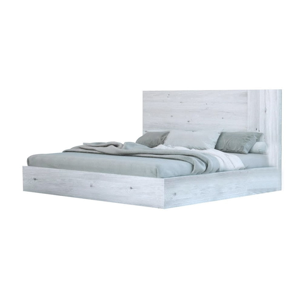 Noe Zid Queen Size Platform Bed Panel Headboard White Finish Modern By Casagear Home BM317226